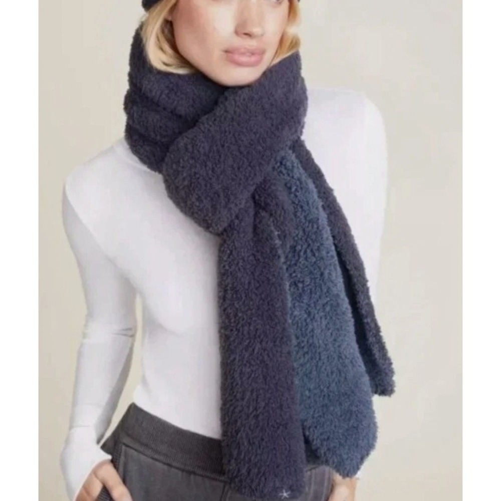 Barefoot Dreams CozyChic Lite Confetti Deep Sea Blue Indigo Beanie & Scarf Set